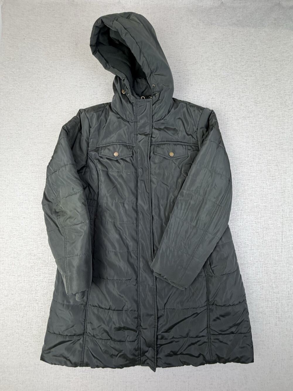 Lucky Brand Women’s XL Dark Green Hooded Puffer Parka Long Winter Coat